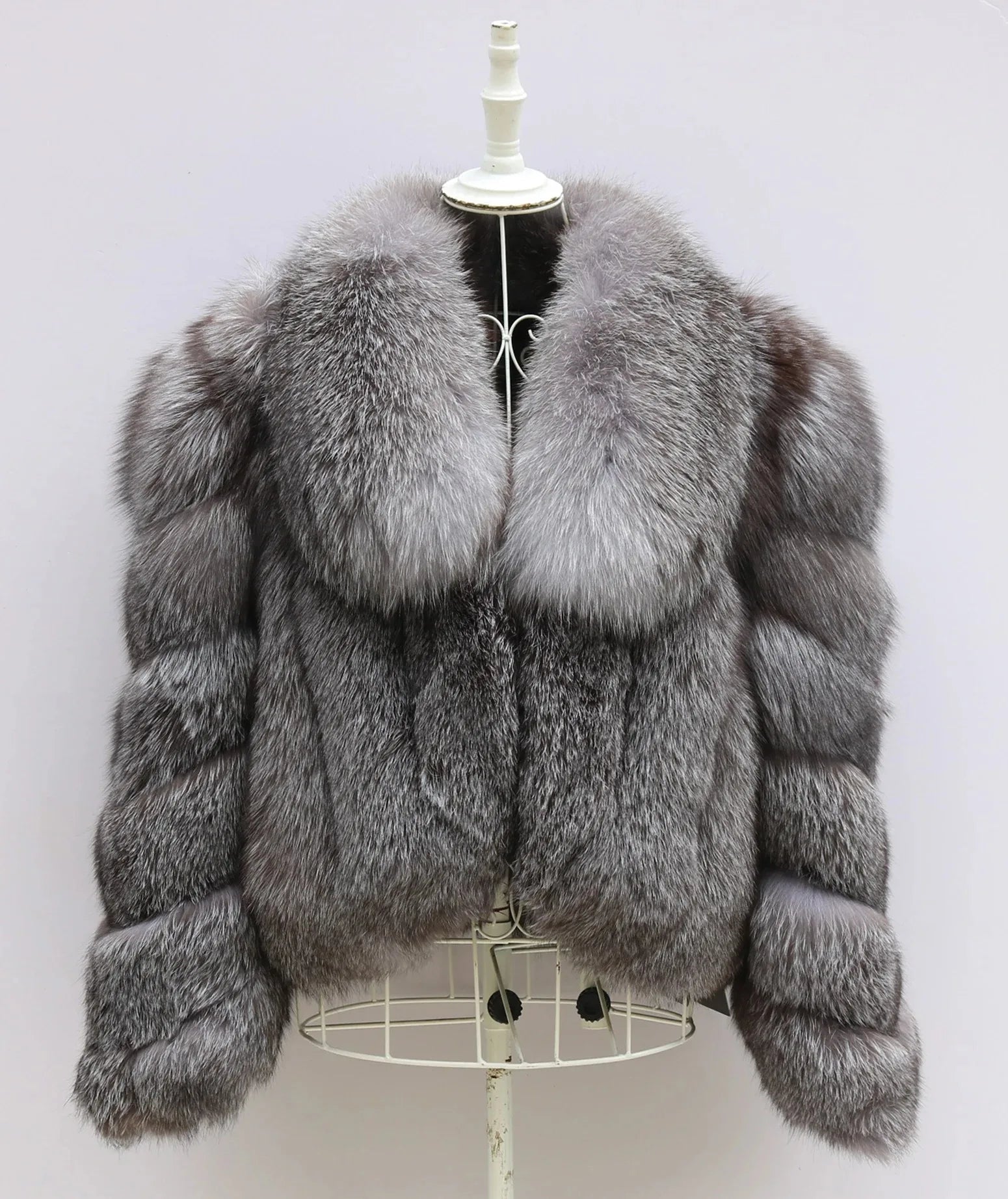 FURHYCFOX Hot sales Fashion New Women's Winter Warm Natural Fur Jackets Lady Luxry Crop Coat Turn-down Collar Fox Fur Coats