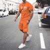 Simple Men's T-shirt and Shorts 2-piece Set Fashion Street Leisure Comfortable and Breathable Short Sleeve Set