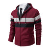 new men's autumn and winter sweater coat trend color matching hooded sweater