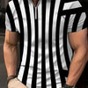 Stripe Print Short Sleeved Shirt Flip Collar Large Casual Shirt Men's Polo Shirts