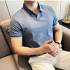 Men Polo Shirt Thin British Style Solid Casual Slim Fit Short Sleeved Top T-shirt Fashion Streetwear Men Clothing