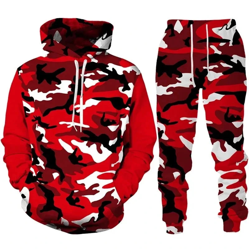 Camouflage Hoodie Pant Suit 3D Printed Casual Men Women High Quality Tracksuit Outfits Fashion Men's Clothing 2pcs Sets