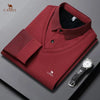 New Long Sleeve Polo Shirts Waffle Men's Long Sleeve T-shirt Spring Lapel Business Casual Polo Shirt Elastic Base Shirt Top