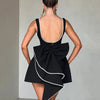 Mozision Pearl Bow Backless Sexy Mini Dress For Women Robe Fashion Zipper Sleeveless High Waist A-line Club Party Dress Elegant