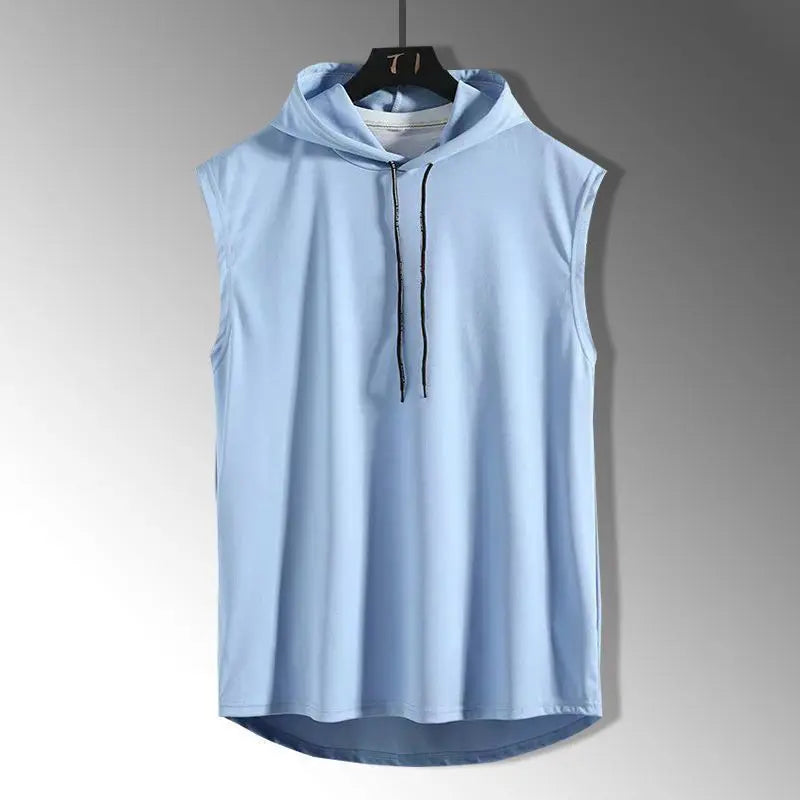 Sportswear Gym Fitness Jogging Hooded Sleeveless T-shirt Loose Large Comfortable Top