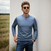 High-quality Men's Long-sleeved T-shirt, Casual, Versatile Men's Daily Henley Shirt, Autumn Thickened Men's O-neck Undershirt.