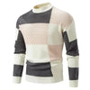 New Autumn and Winter Knitted Sweater Round Neck Warm Color Blocked Pullover Sweater Men