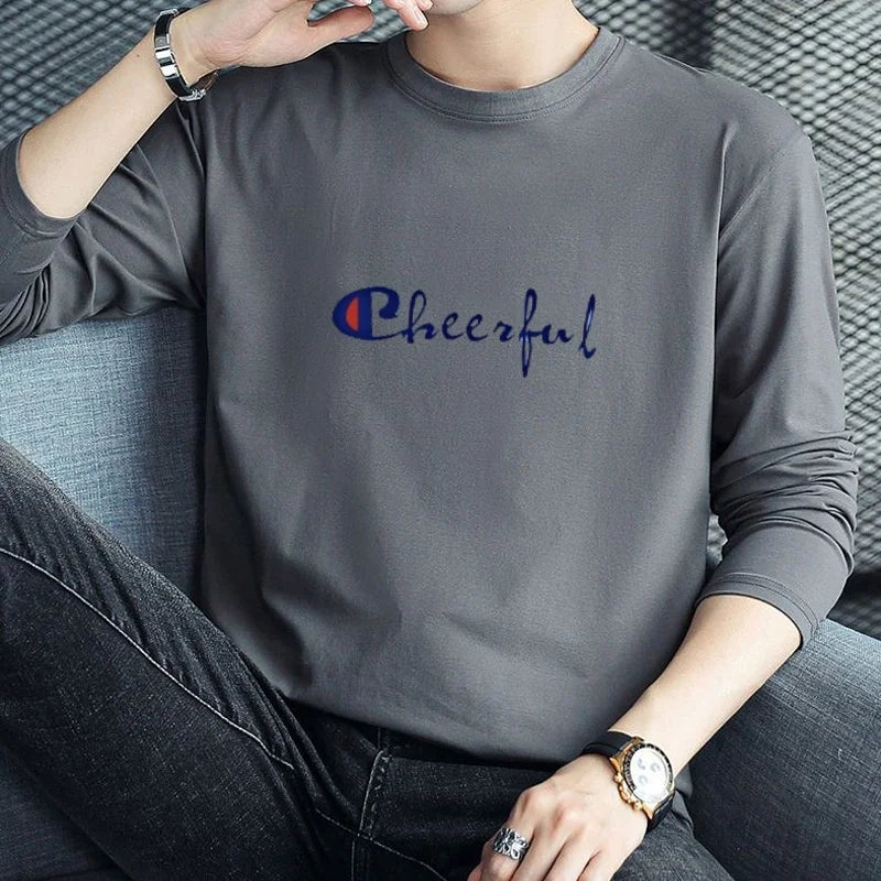 HEAD Brand New Men's T-Shirts Long Sleeve Slim Men T-Shirt Young Man Pure Color Tops Tees Shirt O-Neck For Male Boys Tshirt