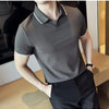 Men Polo Shirt Thin British Style Solid Casual Slim Fit Short Sleeved Top T-shirt Fashion Streetwear Men Clothing