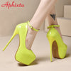 Disco Dance Pumps Women 5.5cm Platform Girding Buckle 16cm Super High Thin Heels