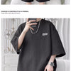 Men's Sports Suit Korean High Street Fashion T-shirt Shorts Two-piece Set Men Retro Neck Top Designer Clothes Men