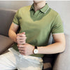 Men Polo Shirt Thin British Style Solid Casual Slim Fit Short Sleeved Top T-shirt Fashion Streetwear Men Clothing