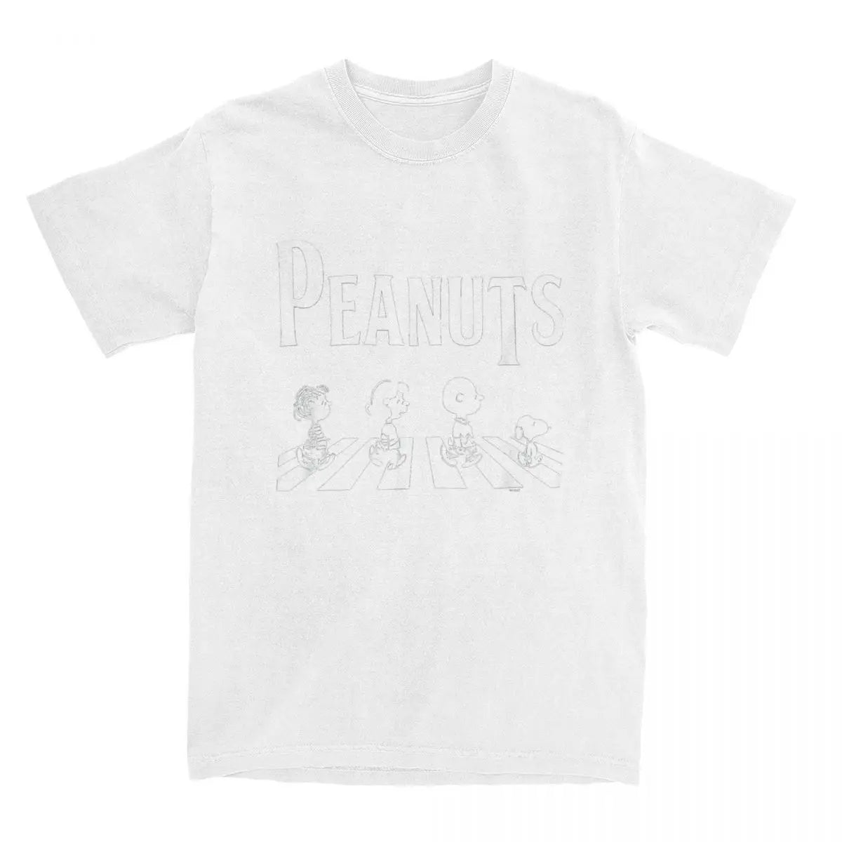 Peanuts Snoopy Crossing Road T Shirt Men 100% Cotton Fashion for Male T-Shirt Round Collar Tee Shirt Short Sleeve Clothes Summer