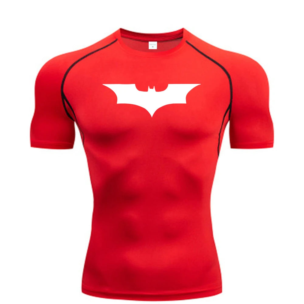 Bat Printed Men's Tight T-Shirt Running Compression Compression T Shirt Gym Fitness Jogging Short Sleeve Male Casual Shirt Tops