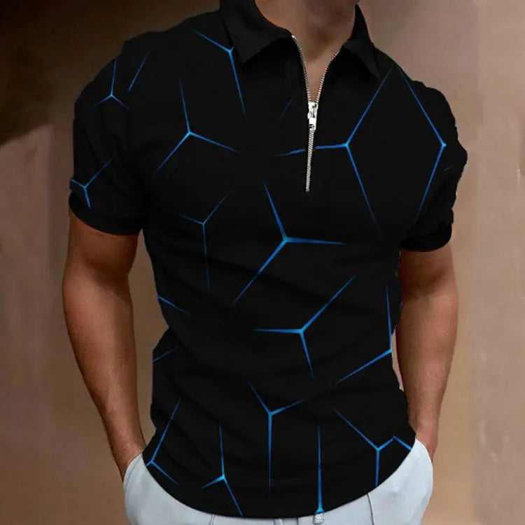 Fashion Men's 3D Printed Polo Shirts Male Turn-Down Collar T Shirt Tops