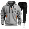 men's multi-pocket zipper hoodie + sweatpants two-piece jogging leisure fitness sports clothing set