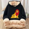 Mufasa Lion King Baby Sweatshirt Thickened Fleece Hoodie Boys Child's Anime Long Sleeve Winter Warm Cashmere Hooded Tops Clothes