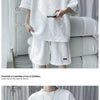 Men's Sports Suit Korean High Street Fashion T-shirt Shorts Two-piece Set Men Retro Neck Top Designer Clothes Men