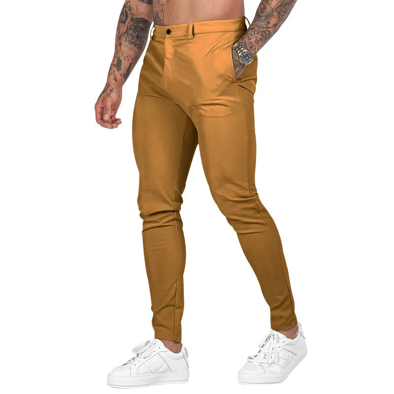 Spring Autumn Male Solid Color Slim Cargo Pants Homme Casual Fashion Simple All-match Pencil Trousers Sweatpants Men's Clothing