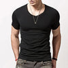 Men Slim Fit T-shirt Stylish Men's V-neck Slim Fit Sport T-shirt Lightweight Elastic Versatile Summer Top for Wear Homewear