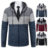 new men's autumn and winter sweater coat trend color matching hooded sweater