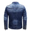 ABOORUN Fleece Denim Jacket Men Streetwear Motorcycle Biker Coats Slim fit Jackets Male Clothes