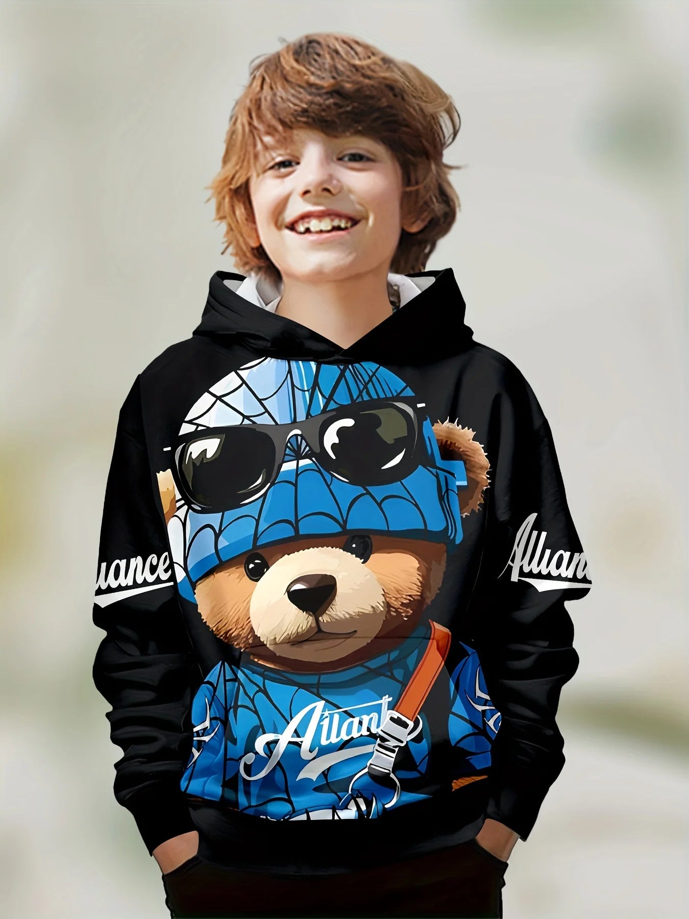 Kids Clothes Boys Hoodies Long Sleeve Cool Bear Print Children Spring Fall Clothes Fashion Outdoor Girl Clothes Pullover Tops