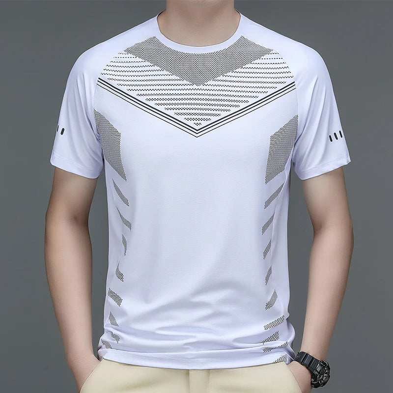 Quick Dry Sport Fashion T Shirt Men'S Short Sleeves Summer Casual Black White OverSize 3XL Top Tees GYM Tshirt Clothes