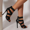 Sexy Open Toes Gladiator Shoes Womens Sandals super high heel Pumps Ladies Broadband Back Zipper Party Wedding Sandal Black