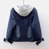 Autumn Winter Women's Plush Warm Denim Jacket Coat Cotton Fashion Short Blue Jean Coat Ladies Hoodies Outerwear