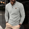 POLO shirt lapel solid color long sleeve casual sports shirt