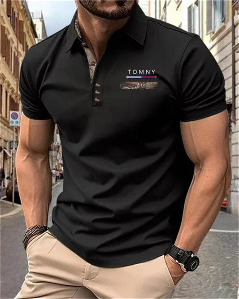 Fashion Men's Polo Shirt Summer Simple Versatile Street Clothing Business Loose Leisure Breathable Lapel Short sleeve Men's Top