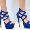 Newest Women Caged Cross High Platform Sandals Blue Red Gold Silver Stiletto Heel Gladiator Sandals Dress Shoes Heels