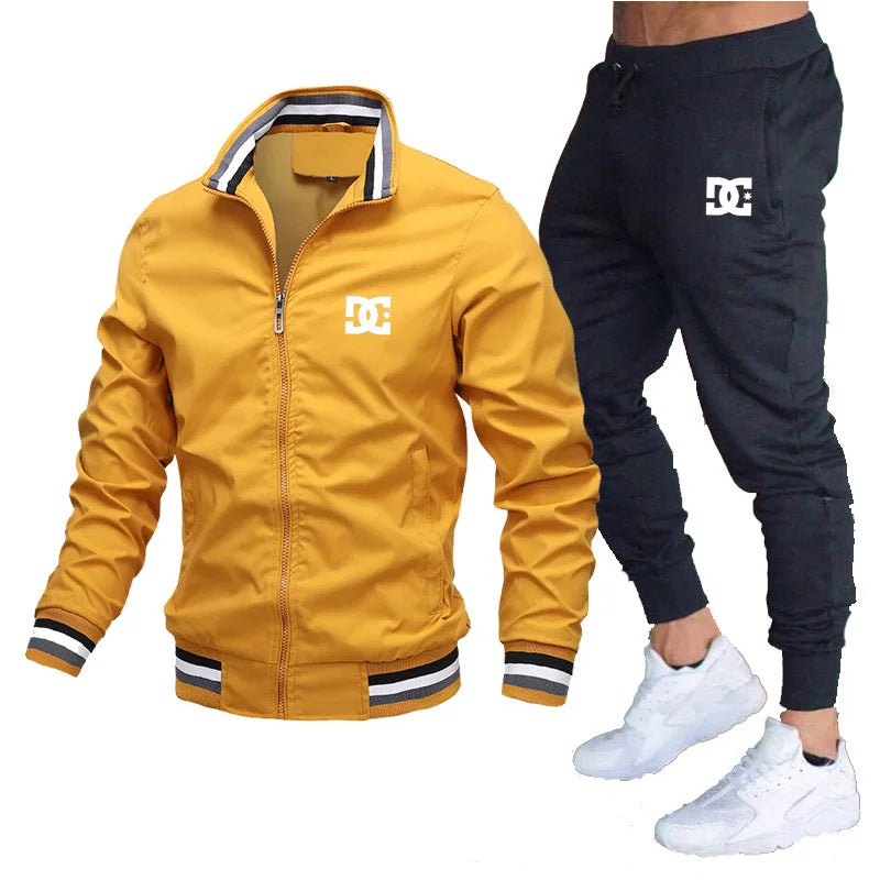 Men's Sets Jacket and Sweatpants 2-piece Set Casual Spliced Pants Baseball Stand Neck High Quality Jogging Jacke