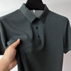 Summer New Men's Lop-up Hollow Short-sleeved Polo Tee Shirt Ice Silk Breathable Business Fashion T-Shirt Male Brand Clothes