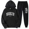 BROOKLYN USA Autumn Winter Popular Mens Tracksuit Zipper Hooded Sweatshirt Suit Casual Warm Jacket Coat+Jogging Sweatpants