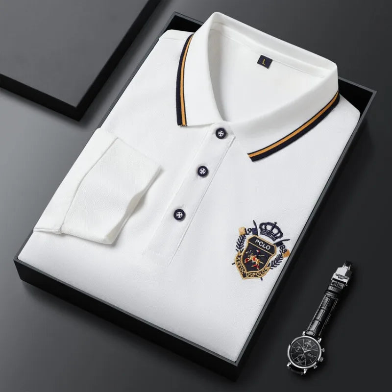 Long-sleeved Polo T-shirt Fashion Casual Embroidery Versatile Breathable Men's POLO Shirt