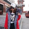 MAOMAOKONG Winter Women Real Fur Coat Fox Fur Liner Warm Jacket With Natural Fur Collar Silver Fox Big Collar Long Parkas