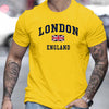 Summer men's 100% pure cotton casual loose fit plus size London England pattern printed round neck short sleeved T-shirt top