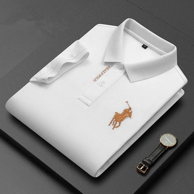 Embroidered Men's Pure Cotton Popsicle Cotton Short Sleeved Polo Shirt Summer New Business Casual Breathable Men's Top 4xl