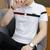 Men's Summer Casual Cotton Polo Shirt Fashion Slim Comfortable Versatile Streetwear Top Lapel Spliced Short Sleeve T-shirt