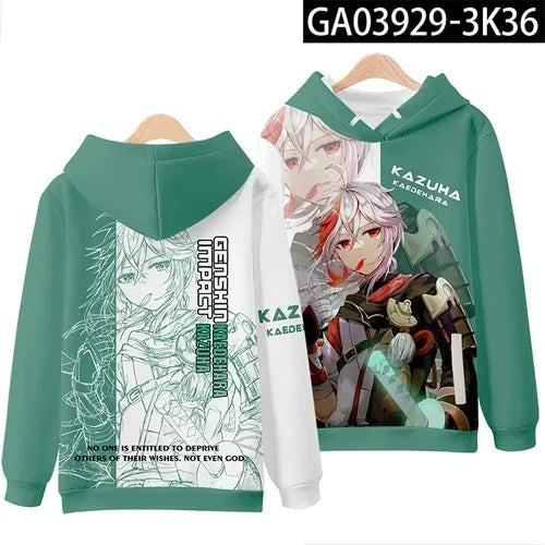 Hot Game Genshin Impact Kaedehara Kazuha Cosplay Costume 3D Print Zip Up Women/Men Hoodie Sweatshirt Casual Tracksuit Outerwear