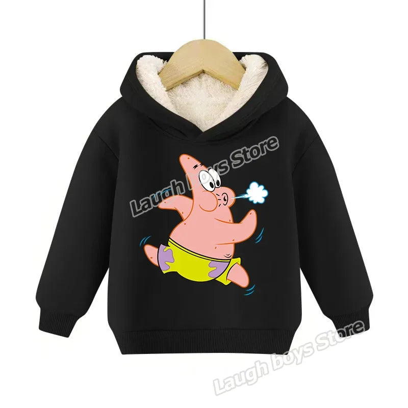 SpongeBob SquarePants Pullover Hoodie Patrick Star Hooded Sweatshirt Heavyweight Fleece Casual Long Sleeve Shirts Birthday Gift