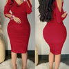 Lady Midi Dress Sexy Elegant Off Shoulder Party Dresses Women Rhinestone Cold Shoulde Long Sleeve Stacked Slim Dress Bodycon