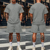 Jacquard PJlaid Short Sleeve T-shirt Fashion Sports Set Breathable T-shirt + Shorts Sports Two-piece Set