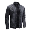 ABOORUN Fleece Denim Jacket Men Streetwear Motorcycle Biker Coats Slim fit Jackets Male Clothes