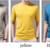 Superfine Merino Cashmere T Shirt Men's Knitted O-neck Breathable Thin Cashmer Short Sleeve Tee Solid Color Tops Tee