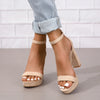 Sexy Peep Toe Women Sandals Square High Heels Pumps Platform Ankle Buckle Strap Cover Square High Heel Party Wedding Shoe