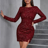 D&M Sexy Backless Bodycon Dress Long Sleeve Sequins Elegant Party Dresses Women Mini Dresses