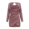 French V Neck Sequin Long Sleeved Dress With Backpacks And Hips Lace Formal Dresses for Women